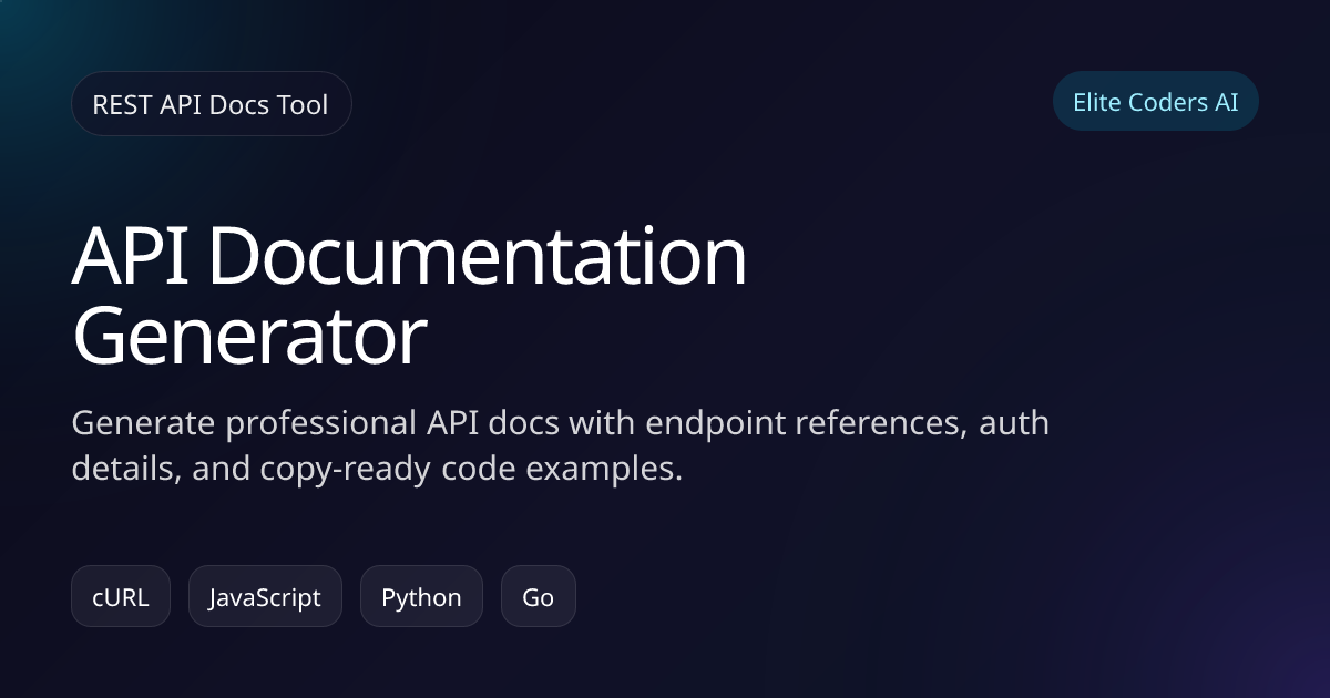 Free API Documentation Generator - REST API Docs Tool | Elite Coders AI