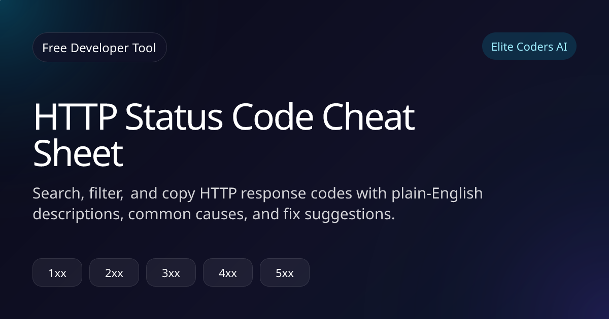 Free HTTP Status Code Cheat Sheet - Free Developer Tool | Elite Coders AI